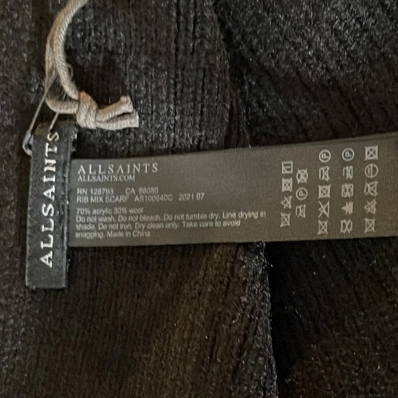 Allsaints Ribbed Knit Scarf, Black, NWT - Picture 8 of 9